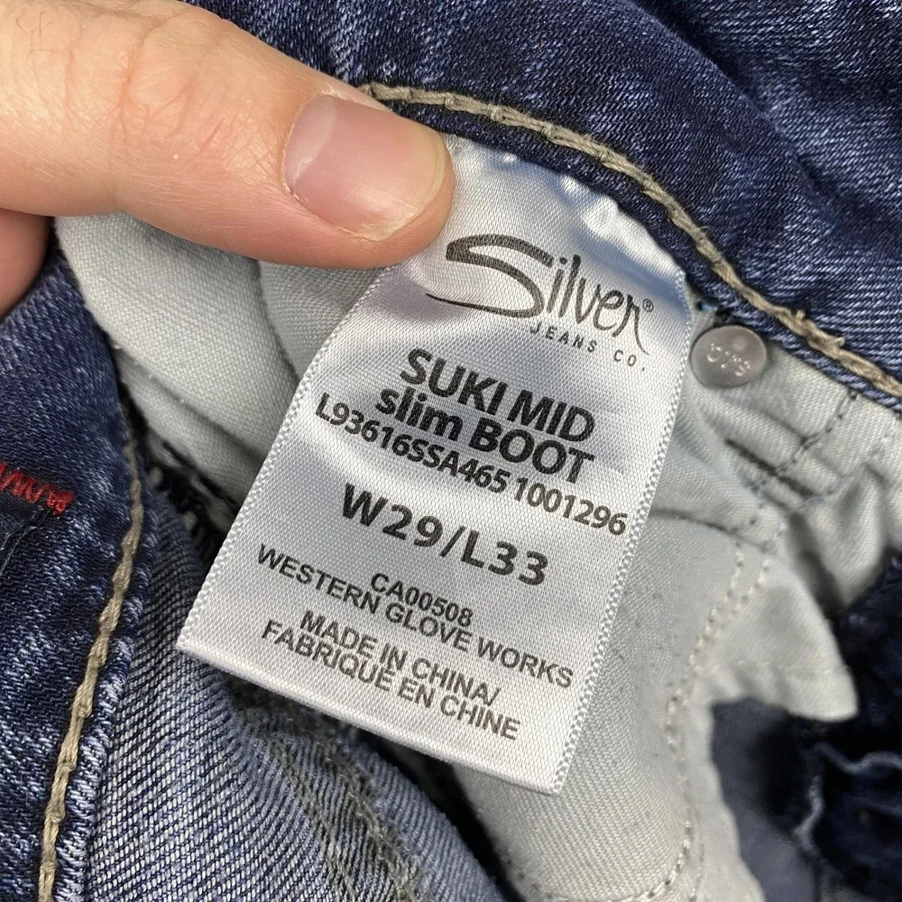 Silver Jeans Co Jeans Womens W29 L33 Blue Suki Mid Slim Boot Super Stretch Denim